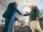 President Donald Trump and Prime Minister Narendra Modi shake hands during a news conference in the East Room of the White House, in Feb President Donald Trump and Prime Minister Narendra Modi shake hands during a news conference in the East Room of the White House, in Feb