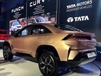 Tata Motors' Curvv SUV on display during a launch event 