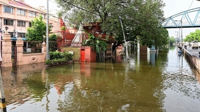 Despite the water receding from residential areas, a large part of the city is still facing waterlogging issues. (ANI) Despite the water receding from residential areas, a large part of the city is still facing waterlogging issues. (ANI)
