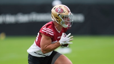 San Francisco 49ers running back Christian McCaffrey runs during practice at the team's NFL football training camp (AP) San Francisco 49ers running back Christian McCaffrey runs during practice at the team's NFL football training camp (AP)