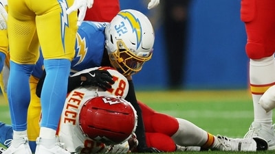 Travis Kelce was smacked by Teair Tart during Chiefs vs Chargers (REUTERS)