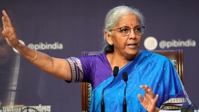 Union Finance Minister Nirmala Sitharaman urged those “defending the language” to stand up to the likes of Peter Navarro. (PTI) Union Finance Minister Nirmala Sitharaman urged those “defending the language” to stand up to the likes of Peter Navarro. (PTI)