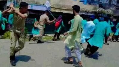 Police said the situation escalated when some protesters attacked the cops. Police said the situation escalated when some protesters attacked the cops.