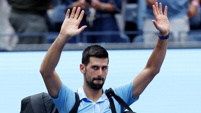 Novak Djokovic acknowledges the crowd after his loss at Arthur Ashe Stadium. (REUTERS)