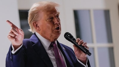 Donald Trump was asked about Robert Kennedy Jr's vaccine mandate changes during a meeting at the Oval Office. (REUTERS)