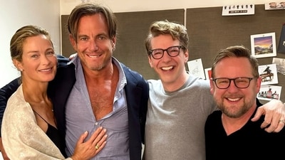 Will Arnett and Carolyn Murphy with Sean Hayes and his partner Scott Icenogle (Instagram/seanhayes) Will Arnett and Carolyn Murphy with Sean Hayes and his partner Scott Icenogle (Instagram/seanhayes)