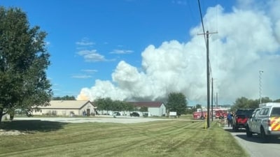 Smoke was seen from the fire in Newburgh, Indiana. (Facebook/Warrick County Sheriff's Office) Smoke was seen from the fire in Newburgh, Indiana. (Facebook/Warrick County Sheriff's Office)