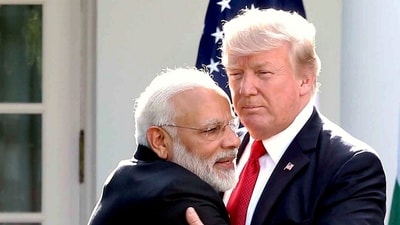 In this June 27, 2017 file image Prime Minister Narendra Modi and Donald Trump exchange greetings at a joint press conference in Washington (PTI) In this June 27, 2017 file image Prime Minister Narendra Modi and Donald Trump exchange greetings at a joint press conference in Washington (PTI)
