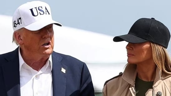 President Donald Trump, 79, was helped by first lady Melania Trump during a televised dinner with tech leaders on Thursday. (Reuters)