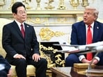 US President Donald Trump speaks during a bilateral meeting with South Korean President Lee Jae Myung in the Oval Office of the White House in Washington, DC, on August 25, 2025. US President Donald Trump speaks during a bilateral meeting with South Korean President Lee Jae Myung in the Oval Office of the White House in Washington, DC, on August 25, 2025.