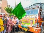 Haryana chief minister Nayab SIngh Saini flagged off 15 trucks of relief material from Panchkula to Punjab and 10 trucks to Himachal Pradesh, in Panchkula on Sunday. (Sourced: X) Haryana chief minister Nayab SIngh Saini flagged off 15 trucks of relief material from Panchkula to Punjab and 10 trucks to Himachal Pradesh, in Panchkula on Sunday. (Sourced: X)