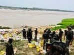 The Pong reservoir’s water level stood at 1,394.05 feet , four feet above its maximum filling capacity of 1,390 feet, on Saturday. (HT) The Pong reservoir’s water level stood at 1,394.05 feet , four feet above its maximum filling capacity of 1,390 feet, on Saturday. (HT)