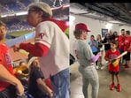A fan confronts a Phillies supporter over a home run ball during the Philadelphia Phillies vs Miami Marlins game, sparking the viral ‘Phillies Karen’ controversy.