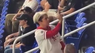 A fan named as 'Phillies Karen' was involved in an ugly ball-snatching incident. (Twitter) A fan named as 'Phillies Karen' was involved in an ugly ball-snatching incident. (Twitter)