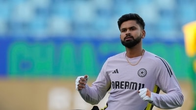 India's Shreyas Iyer attend a practice session. (AP) India's Shreyas Iyer attend a practice session. (AP)