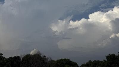 From a terrace in Nizamuddin East, Humayun Tomb’s dome looked tiny, as if it were a cloudlet doomed to dissolve any moment. (HT)