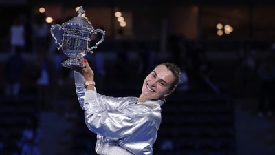 Aryna Sabalenka won the fourth grand slam title of her career, and her second consecutive US Open title, with a 6-3 7-6 victory over Amanda Anisimova. The world number one's terrific hard court resume continues to blossom. (Getty Images via AFP) Aryna Sabalenka won the fourth grand slam title of her career, and her second consecutive US Open title, with a 6-3 7-6 victory over Amanda Anisimova. The world number one's terrific hard court resume continues to blossom. (Getty Images via AFP)