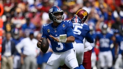 New York Giants quarterback Russell Wilson (3) earned a new nickname as he made his debut against the Commanders. (AP) New York Giants quarterback Russell Wilson (3) earned a new nickname as he made his debut against the Commanders. (AP)