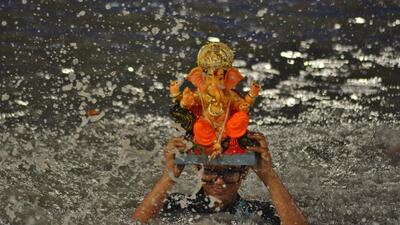 On Saturday, the last day of the Ganapati festival, thousands of idols were immersed across the city. The BMC has collected the PoP idols and will not proceed to recycle them. (Praful Gangurde / HT PHOTO) On Saturday, the last day of the Ganapati festival, thousands of idols were immersed across the city. The BMC has collected the PoP idols and will not proceed to recycle them. (Praful Gangurde / HT PHOTO)