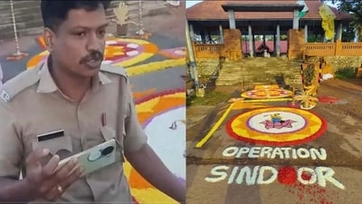 The floral carpet was said to be a part of the Onam festivities at the temple. (X/ Rajeev Chandrashekhar) The floral carpet was said to be a part of the Onam festivities at the temple. (X/ Rajeev Chandrashekhar)