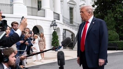 President Donald Trump speaks to reporters at the White House in Washington on Sunday, September 7. (AP) President Donald Trump speaks to reporters at the White House in Washington on Sunday, September 7. (AP)