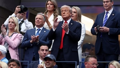 President Donald Trump attended the US Open final on Sunday (REUTERS)