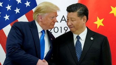 US President Donald Trump with China's President Xi Jinping at the G20 leaders summit in Osaka, Japan, June 29, 2019. (Reuters File)