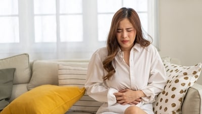 DGBI symptoms include abdominal pain, bloating, acid reflux. (Shutterstock) DGBI symptoms include abdominal pain, bloating, acid reflux. (Shutterstock)
