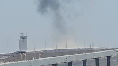 One drone hit near Israel's Ramon International Airport. (X) One drone hit near Israel's Ramon International Airport. (X)