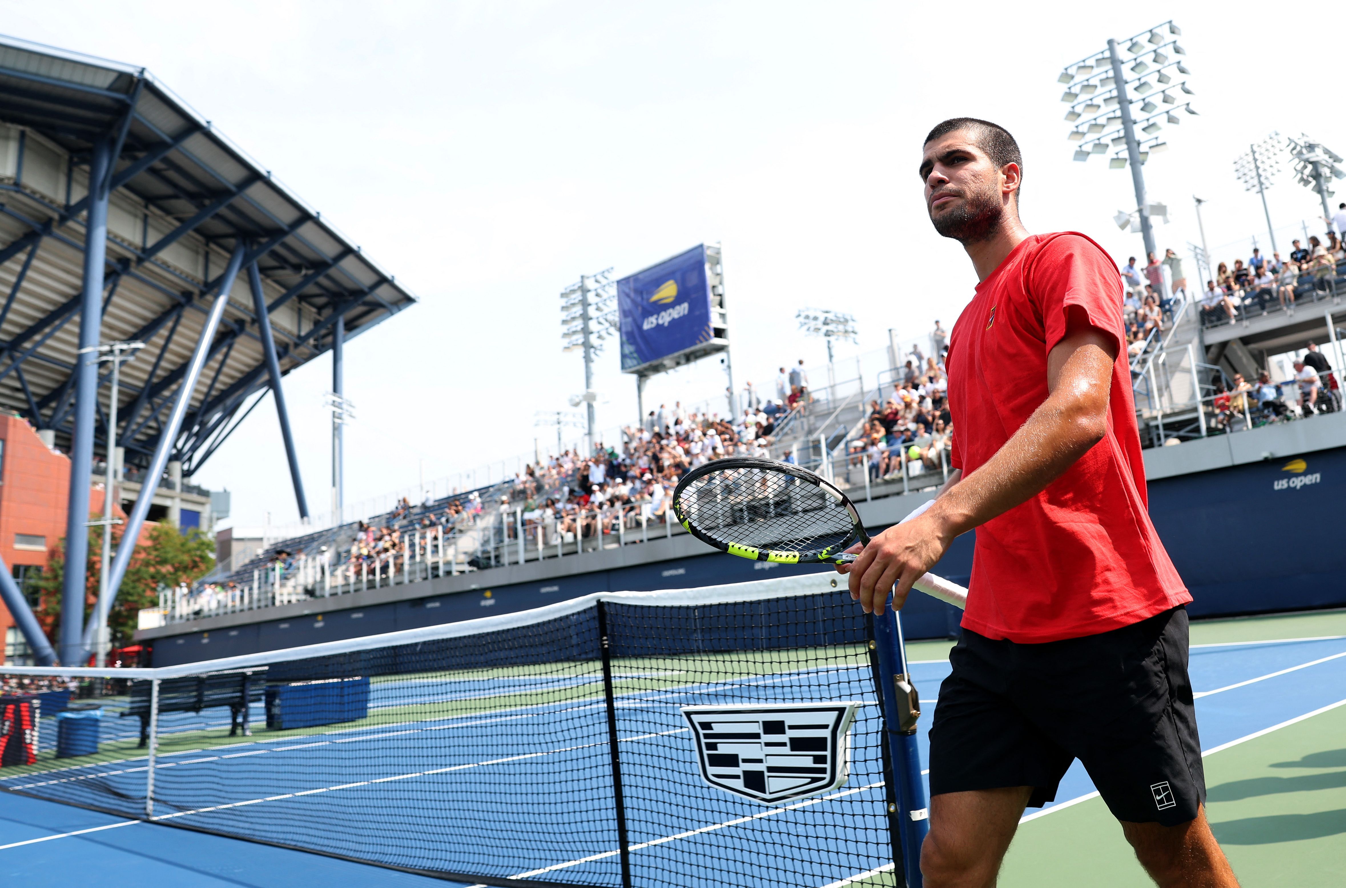 Mens finalist Carlos Alcaraz of Spain during a practice session on Day Fourteen of the 2025 US Open at USTA Billie Jean King National Tennis Center on September 06 (Getty Images via AFP) Mens finalist Carlos Alcaraz of Spain during a practice session on Day Fourteen of the 2025 US Open at USTA Billie Jean King National Tennis Center on September 06 (Getty Images via AFP)