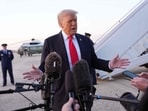 Donald Trump speaks to reporters after stepping off Air Force One on September 7, 2025 at Joint Base Andrews, Maryland.