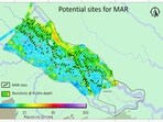 Map showing Managed Aquifer Recharge (MAR) potential sites discovered during the study (SOURCED)