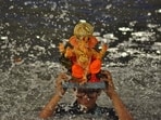 On Saturday, the last day of the Ganapati festival, thousands of idols were immersed across the city. The BMC has collected the PoP idols and will not proceed to recycle them. (Praful Gangurde / HT PHOTO)