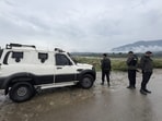 Kulgam: Security personnel at the site after an encounter broke out in Guddar forest of Kulgam district, according to officials, Monday, Sept. 8, 2025. 