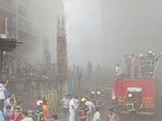 The fire was likely sparked by a short circuit and doused after nearly three hours, said fire brigade officials The fire was likely sparked by a short circuit and doused after nearly three hours, said fire brigade officials