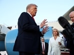 U.S. President Donald Trump speaks to the press at Joint Base Andrews after attending the U.S. Open men's tennis final, in Maryland