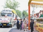 Uttar Pradesh chief minister Yogi Adityanath at the flagging off ceremony in Saharanpur on Monday. (ANI PHOTO) Uttar Pradesh chief minister Yogi Adityanath at the flagging off ceremony in Saharanpur on Monday. (ANI PHOTO)