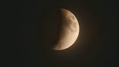 A partial lunar eclipse, known as the ‘Blood Worm Moon,’ is seen above Nehru Planetarium, Teen Murti, in New Delhi (Sanjeev Verma/ Hindustan Times) A partial lunar eclipse, known as the ‘Blood Worm Moon,’ is seen above Nehru Planetarium, Teen Murti, in New Delhi (Sanjeev Verma/ Hindustan Times)