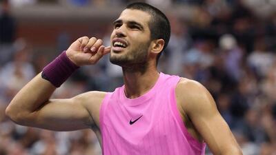 Carlos Alcaraz responds after a brilliant winner in the US Open final against Jannik Sinner in New York on Sunday night. (AFP Photo) Carlos Alcaraz responds after a brilliant winner in the US Open final against Jannik Sinner in New York on Sunday night. (AFP Photo)