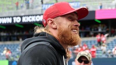 George Kittle of the San Francisco 49ers before the game against the Seattle Seahawks on Week 1. (Getty Images via AFP) George Kittle of the San Francisco 49ers before the game against the Seattle Seahawks on Week 1. (Getty Images via AFP)