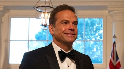 Lachlan Murdoch at the White House to attend an Official Visit with a State Dinner honoring Australian Prime Minister Scott Morrison. (AFP) Lachlan Murdoch at the White House to attend an Official Visit with a State Dinner honoring Australian Prime Minister Scott Morrison. (AFP)