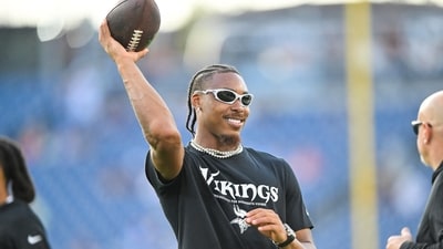 File photo of Minnesota Vikings wide receiver Justin Jefferson (18) (IMAGN IMAGES via Reuters Connect)