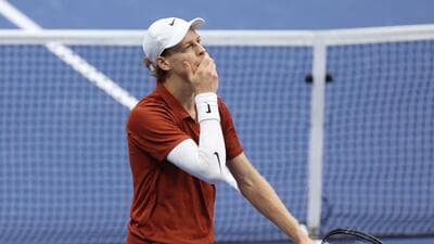 Jannik Sinner reacts during the singles final match at US Open. (Getty Images via AFP) Jannik Sinner reacts during the singles final match at US Open. (Getty Images via AFP)