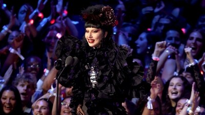 Lady Gaga accepts the Artist of the Year Award during the 2025 MTV Video Music Awards at UBS Arena in New York. (Photo by Kevin Kane / GETTY IMAGES NORTH AMERICA / Getty Images via AFP) (Getty Images via AFP) Lady Gaga accepts the Artist of the Year Award during the 2025 MTV Video Music Awards at UBS Arena in New York. (Photo by Kevin Kane / GETTY IMAGES NORTH AMERICA / Getty Images via AFP) (Getty Images via AFP)