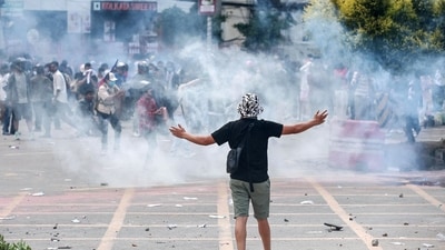 Several people have suffered injuries during a protest in Kathmandu, Nepal, as police fired tear gas and water cannon to disperse protesters in the capital (AFP) Several people have suffered injuries during a protest in Kathmandu, Nepal, as police fired tear gas and water cannon to disperse protesters in the capital (AFP)