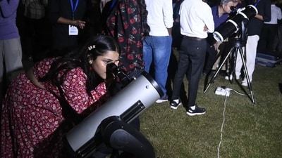 The next “Blood Moon” in India is expected to fall on December 31, 2028. This gives the astronomy buffs like the one seen in the photo something to look forward to. (Sanjeev Verma/ Hindustan Times) The next “Blood Moon” in India is expected to fall on December 31, 2028. This gives the astronomy buffs like the one seen in the photo something to look forward to. (Sanjeev Verma/ Hindustan Times)