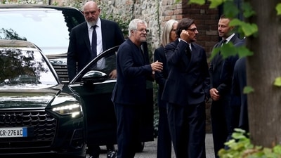 Leo Dell'Orco spotted leaving Armani's private funeral ceremony in Rivelta. REUTERS/Gonzalo Fuentes (REUTERS)