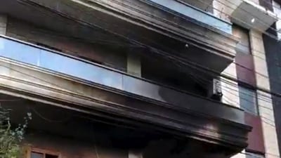 The charred balcony after a fire broke out in an air-conditioning unit at a house in Faridabad on Monday, September 8, 2025. (PTI) The charred balcony after a fire broke out in an air-conditioning unit at a house in Faridabad on Monday, September 8, 2025. (PTI)