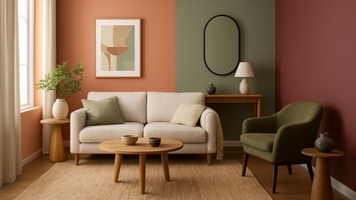 A stylish living space painted in 2025’s trending colours combines comfort, nature-inspired tones, and bold accents for a fresh look. A stylish living space painted in 2025’s trending colours combines comfort, nature-inspired tones, and bold accents for a fresh look.