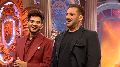 Salman Khan with Munawar Faruqui at Bigg Boss 19 Weekend Ka Vaar. Salman Khan with Munawar Faruqui at Bigg Boss 19 Weekend Ka Vaar.